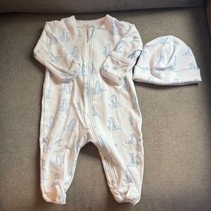 Kissy Kissy Cream and Blue Baby Bodysuit Set